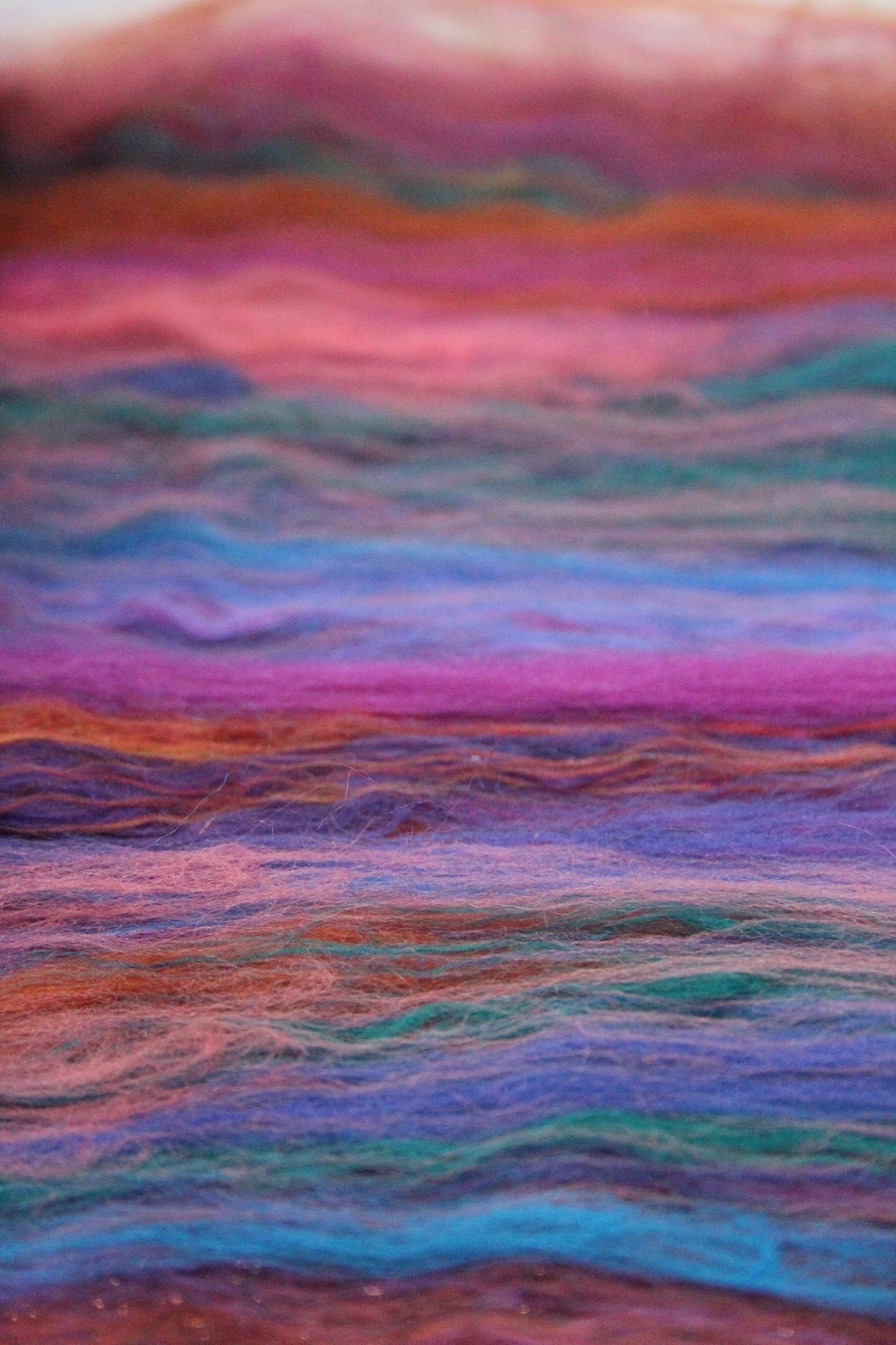 Merino Art Batt - Ultraviolet Brown Blue Pink - 59 grams 2 oz - Wool for felting, spinning and weaving
