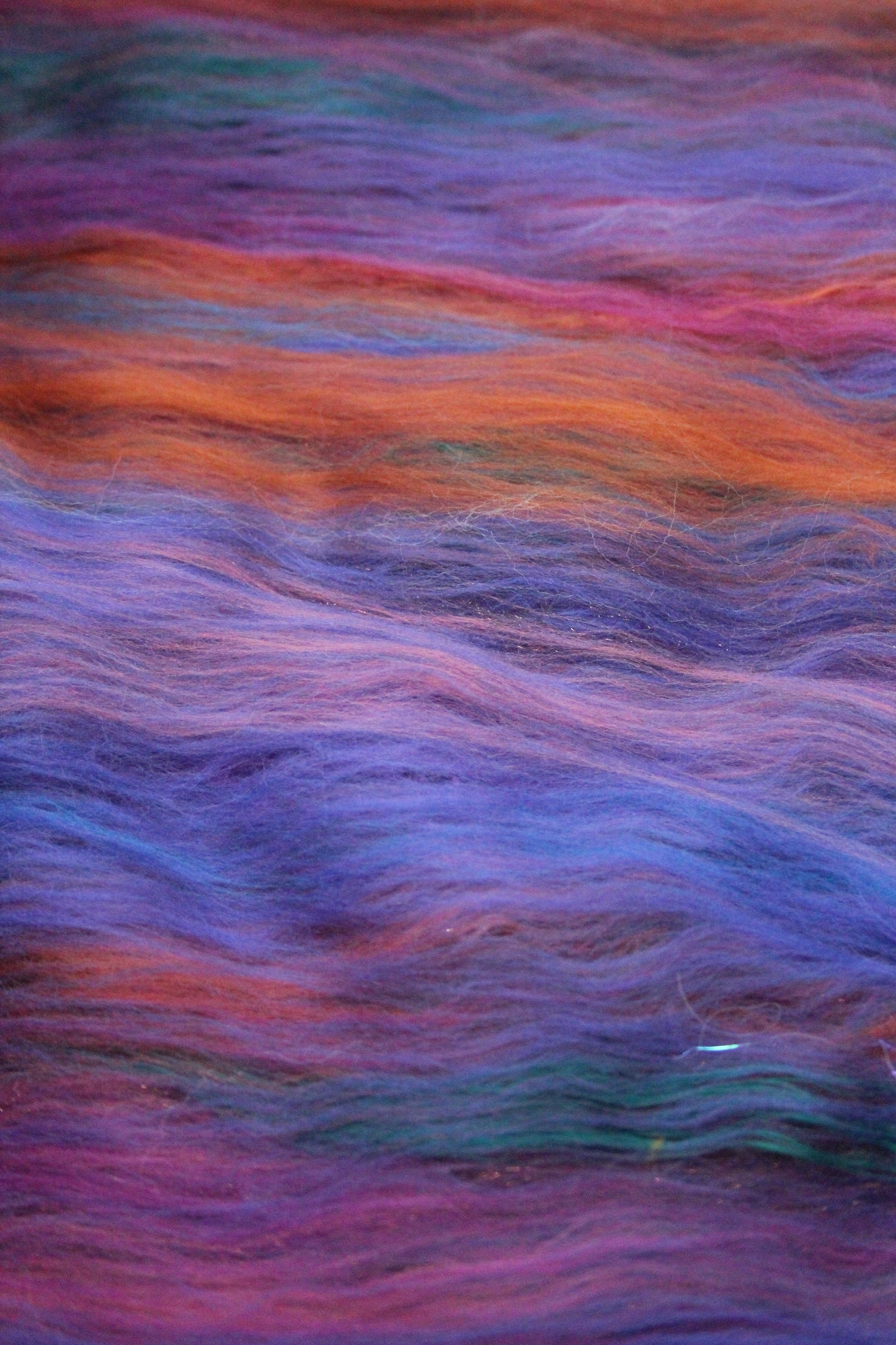 Merino Art Batt - Ultraviolet Brown Blue Pink - 59 grams 2 oz - Wool for felting, spinning and weaving
