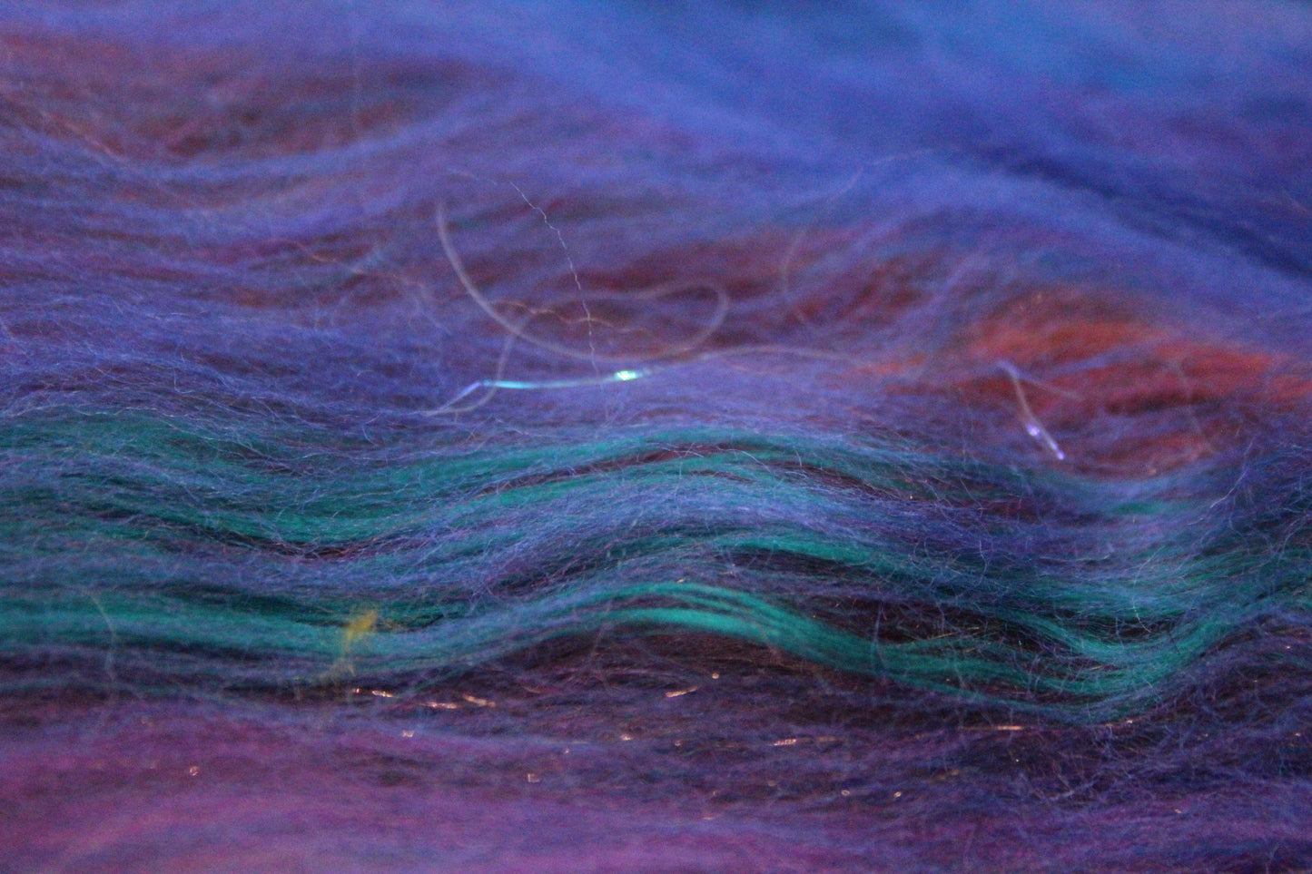 Merino Art Batt - Ultraviolet Brown Blue Pink - 59 grams 2 oz - Wool for felting, spinning and weaving