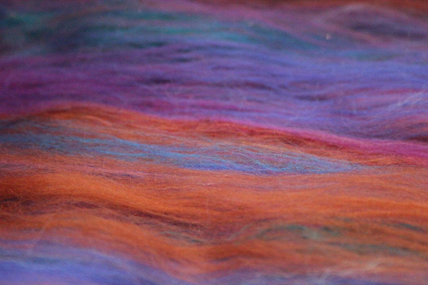 Merino Art Batt - Ultraviolet Brown Blue Pink - 59 grams 2 oz - Wool for felting, spinning and weaving