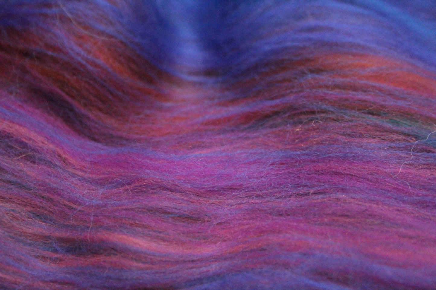 Merino Art Batt - Ultraviolet Brown Blue Pink - 59 grams 2 oz - Wool for felting, spinning and weaving