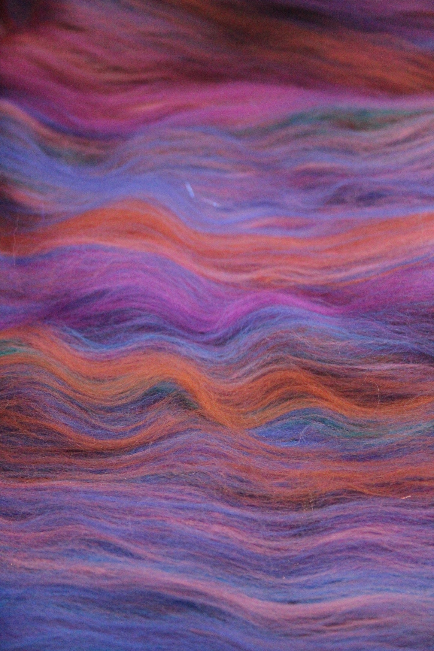 Merino Art Batt - Ultraviolet Brown Blue Pink - 59 grams 2 oz - Wool for felting, spinning and weaving