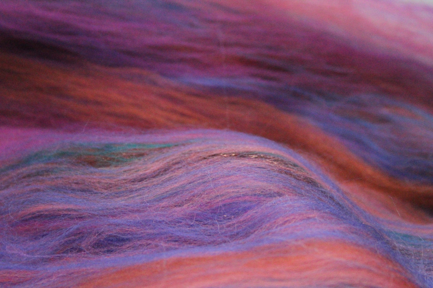 Merino Art Batt - Ultraviolet Brown Blue Pink - 59 grams 2 oz - Wool for felting, spinning and weaving