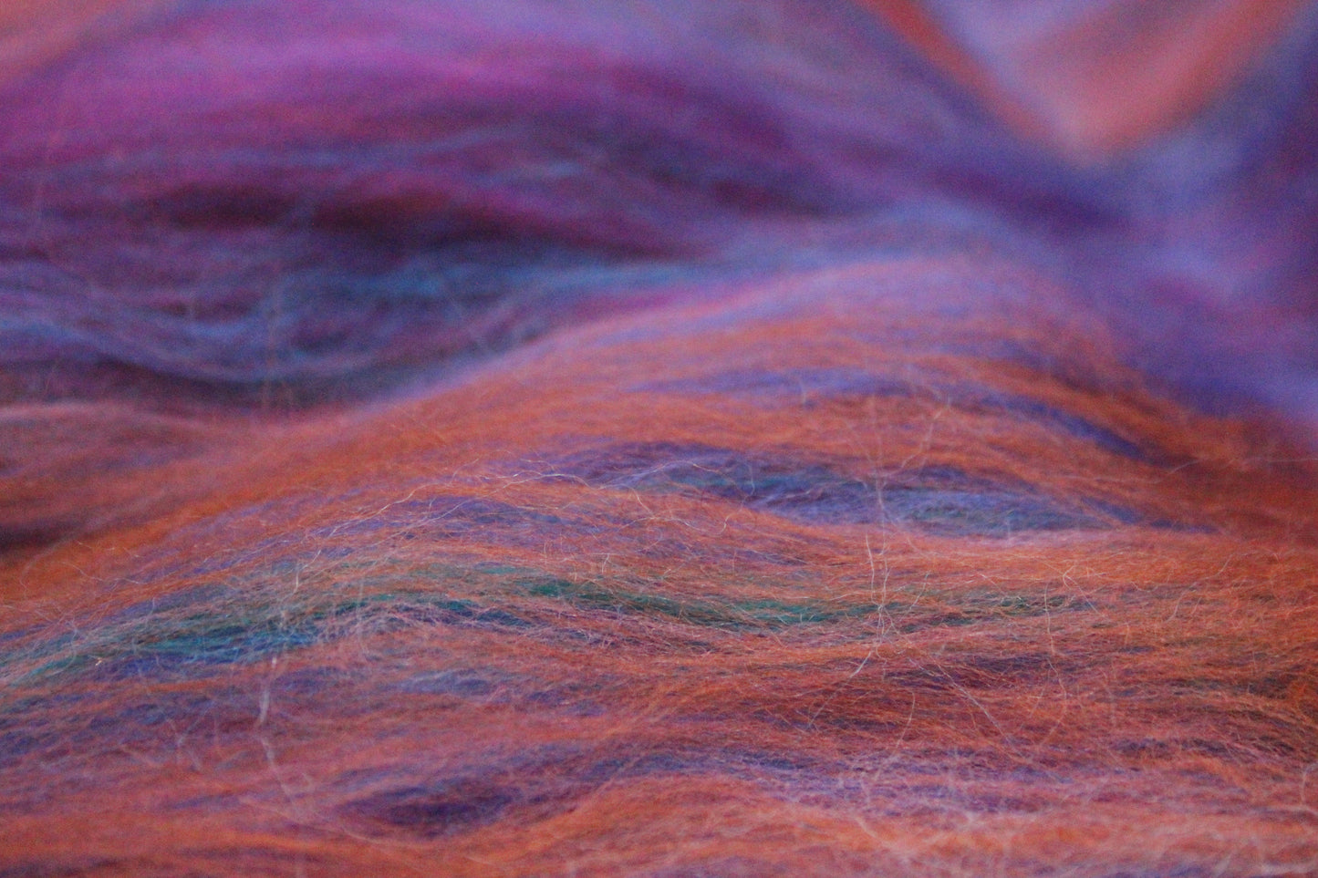 Merino Art Batt - Ultraviolet Brown Blue Pink - 59 grams 2 oz - Wool for felting, spinning and weaving