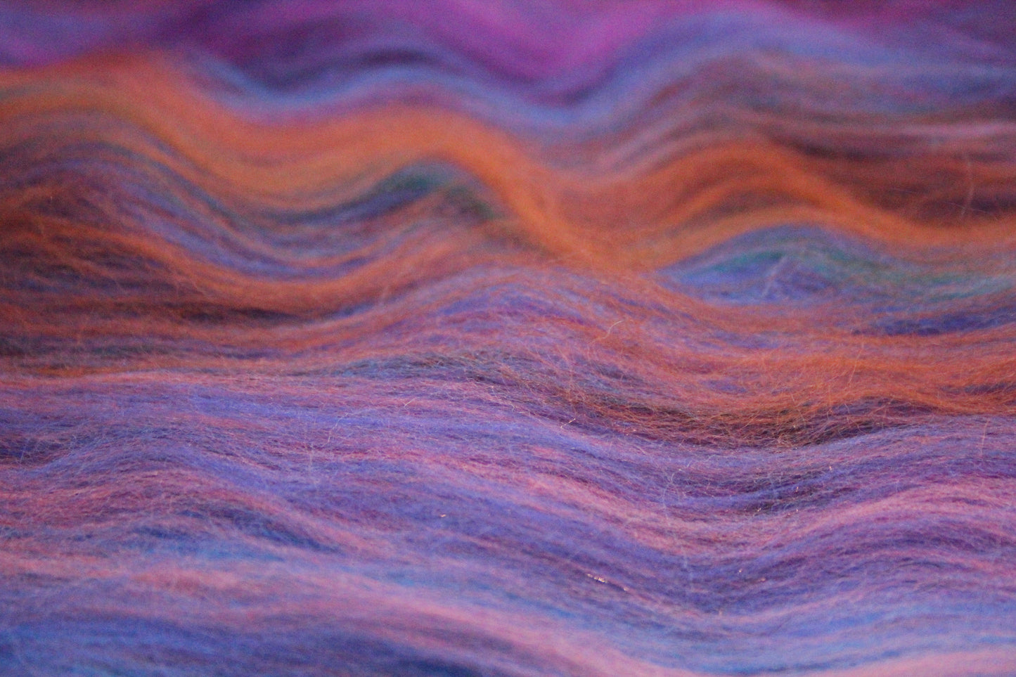 Merino Art Batt - Ultraviolet Brown Blue Pink - 59 grams 2 oz - Wool for felting, spinning and weaving