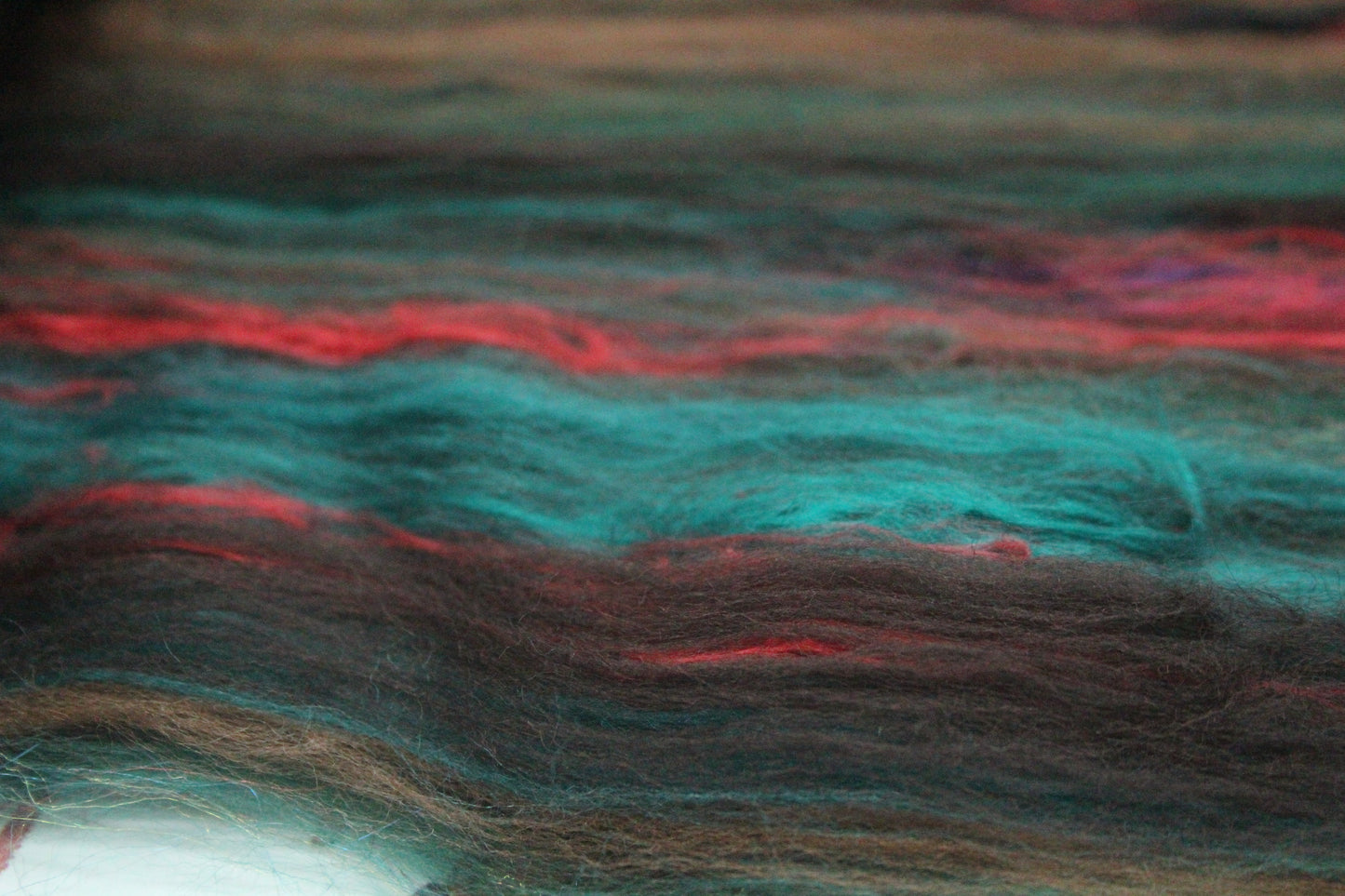 Merino Art Batt - Green Brown - 72 grams 2.5 oz - Wool for felting, spinning and weaving