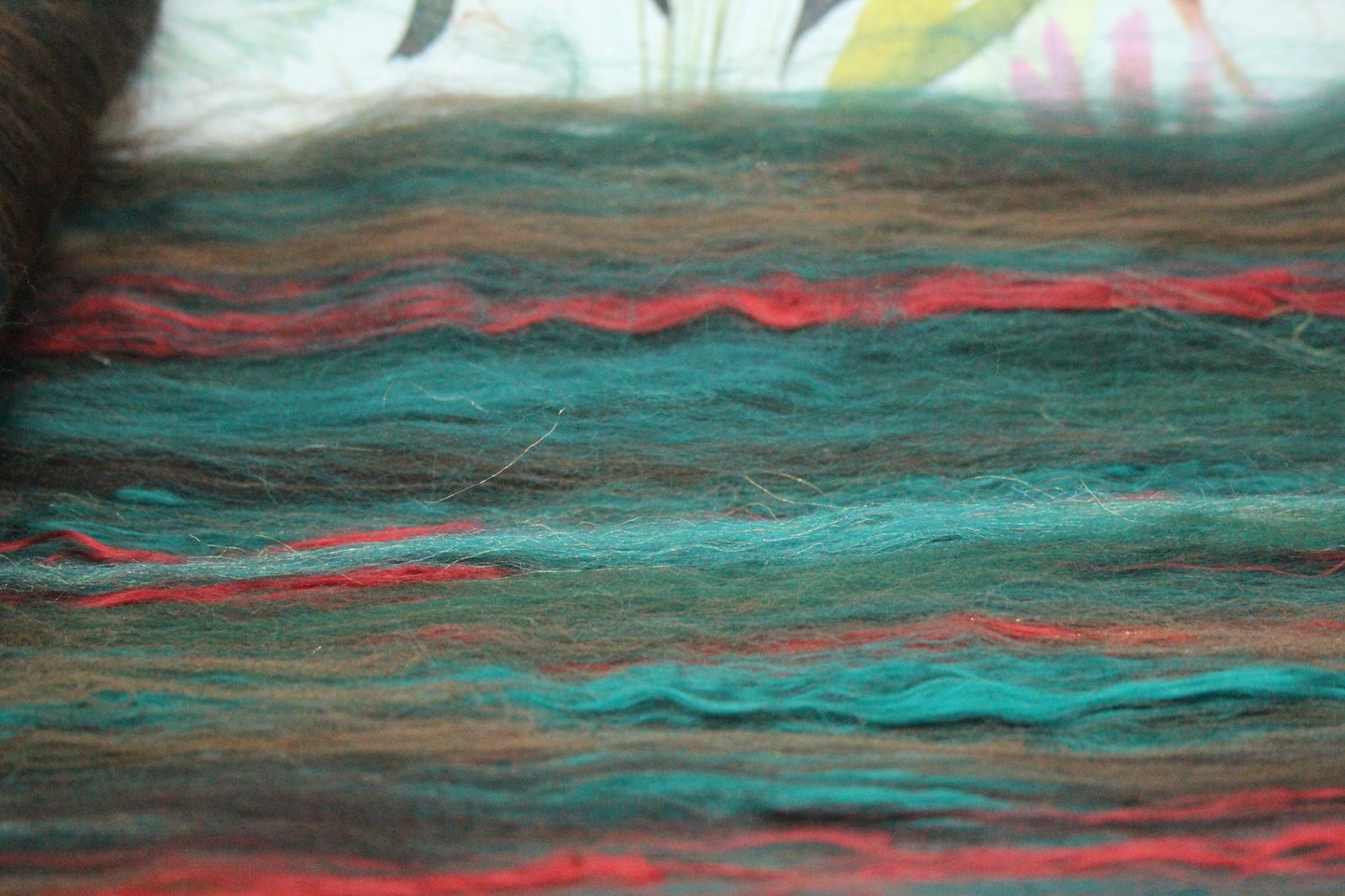 Merino Art Batt - Green Brown - 72 grams 2.5 oz - Wool for felting, spinning and weaving