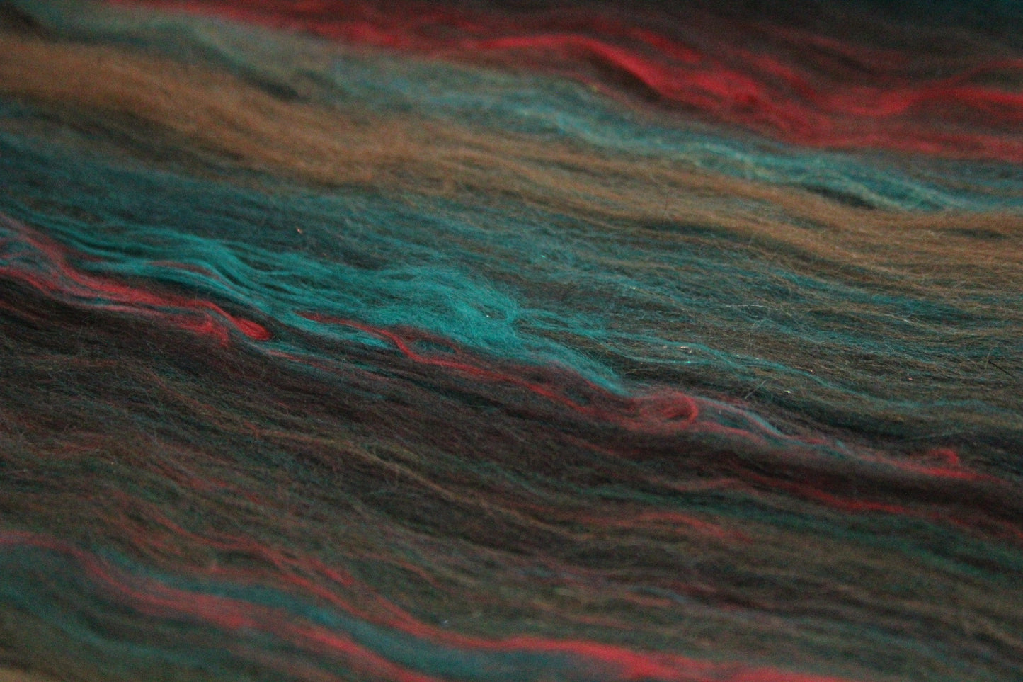Merino Art Batt - Green Brown - 72 grams 2.5 oz - Wool for felting, spinning and weaving