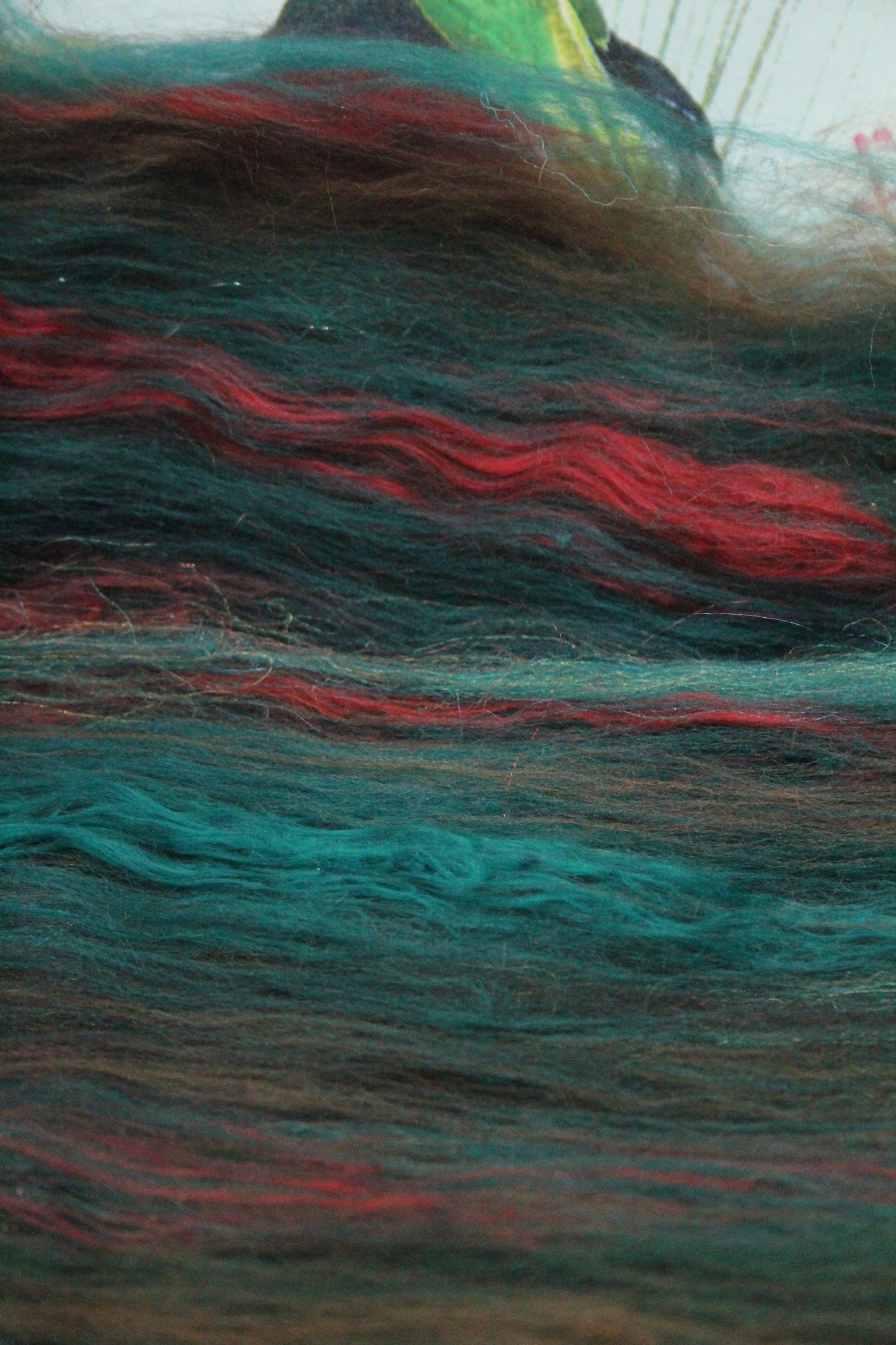 Merino Art Batt - Green Brown - 72 grams 2.5 oz - Wool for felting, spinning and weaving