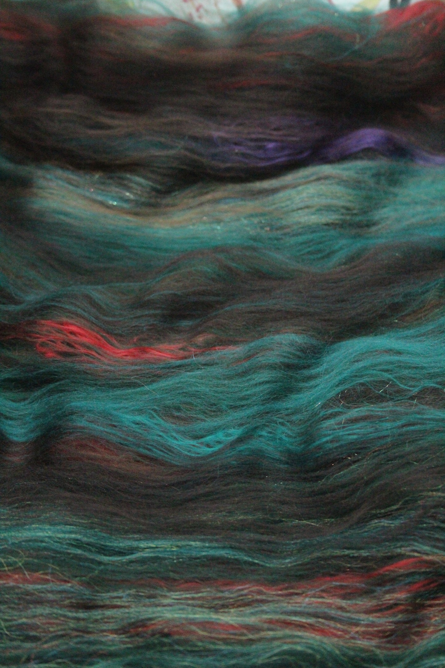Merino Art Batt - Green Brown - 72 grams 2.5 oz - Wool for felting, spinning and weaving
