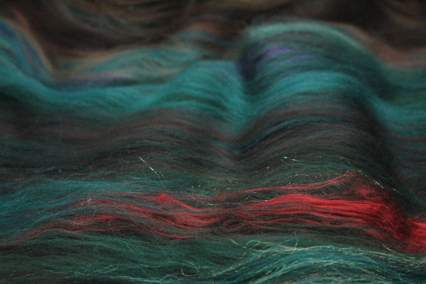 Merino Art Batt - Green Brown - 72 grams 2.5 oz - Wool for felting, spinning and weaving
