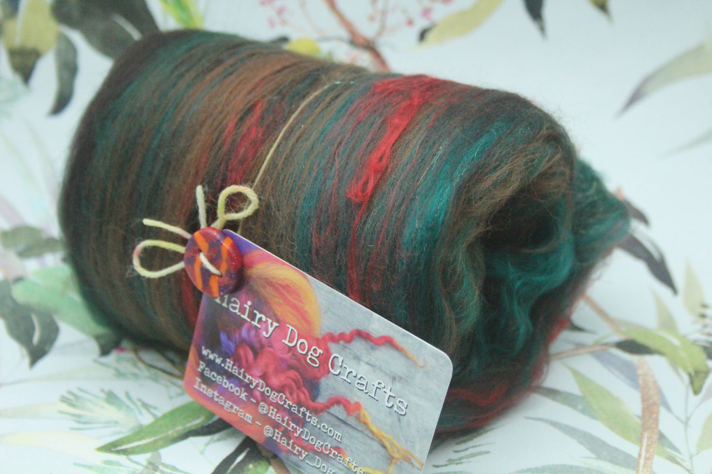 Merino Art Batt - Green Brown - 72 grams 2.5 oz - Wool for felting, spinning and weaving