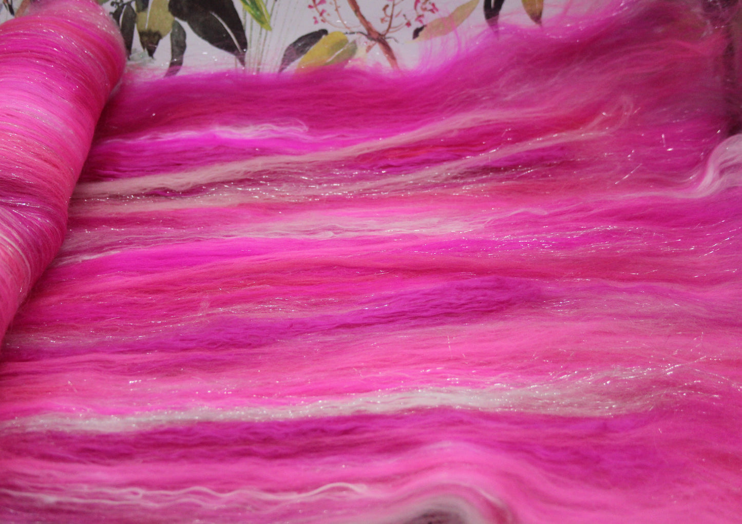Merino Art Batt - Pink - 86 grams 3 oz - Wool for felting, spinning and weaving