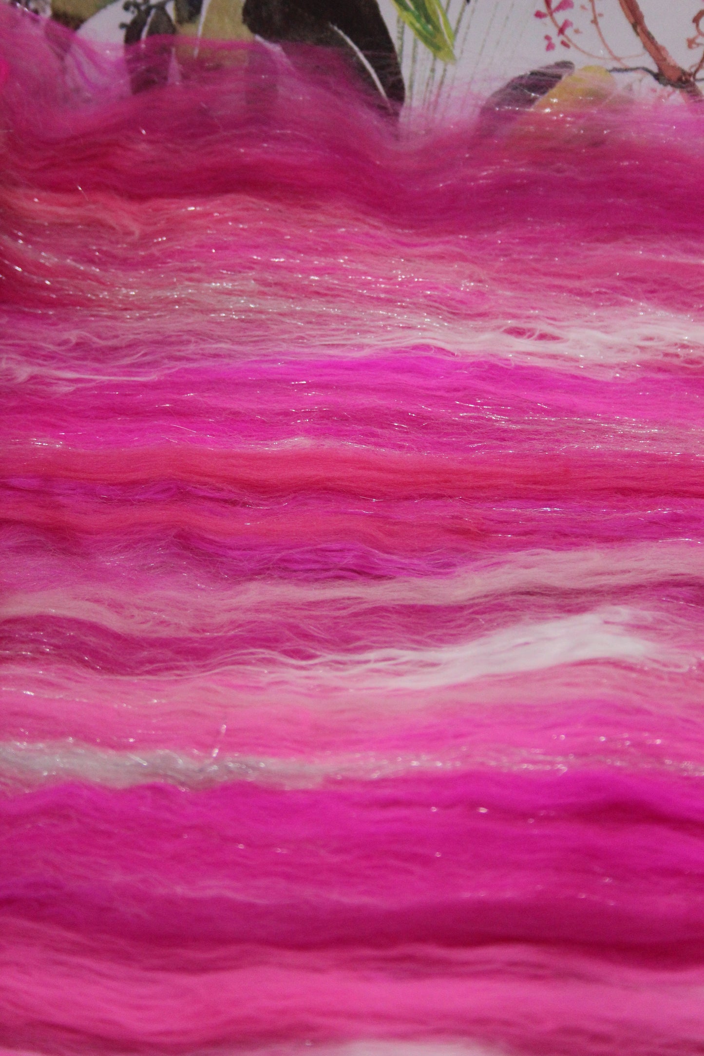 Merino Art Batt - Pink - 86 grams 3 oz - Wool for felting, spinning and weaving