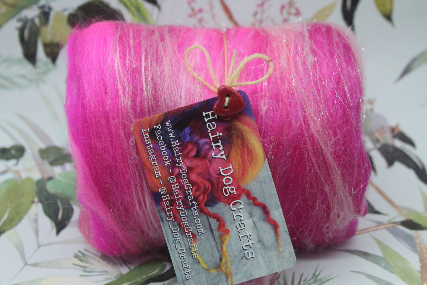 Merino Art Batt - Pink - 86 grams 3 oz - Wool for felting, spinning and weaving
