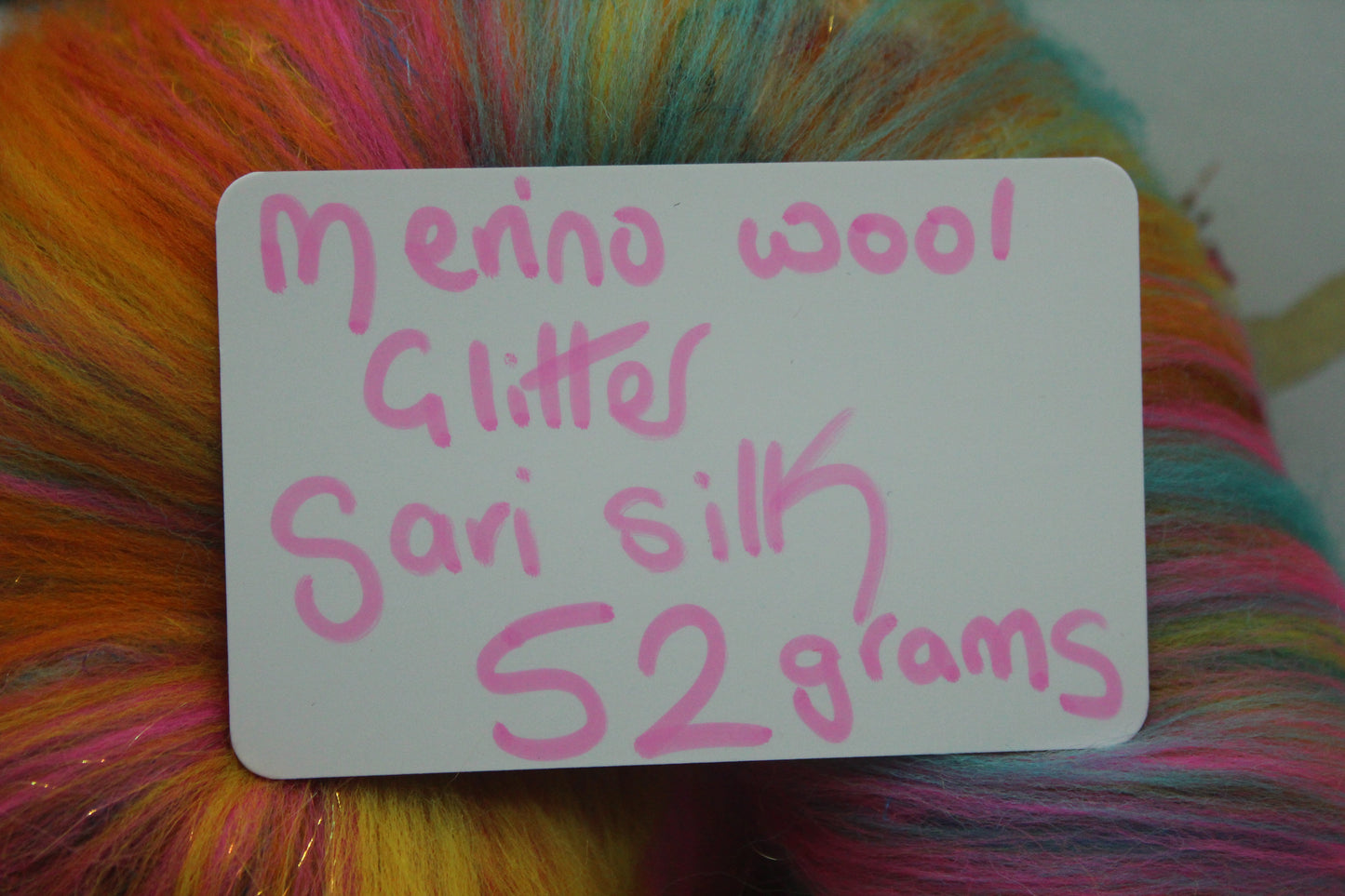 Merino Art Batt - Yellow Pink Orange Blue - 52 grams 1.8 oz - Wool for felting, spinning and weaving