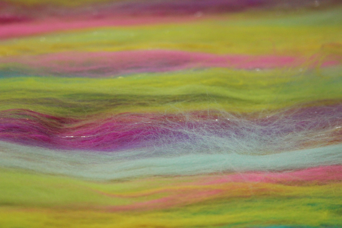 Merino Art Batt - Green Yellow Pink Orange Blue Purple - 56 grams 1.9 oz - Wool for felting, spinning and weaving