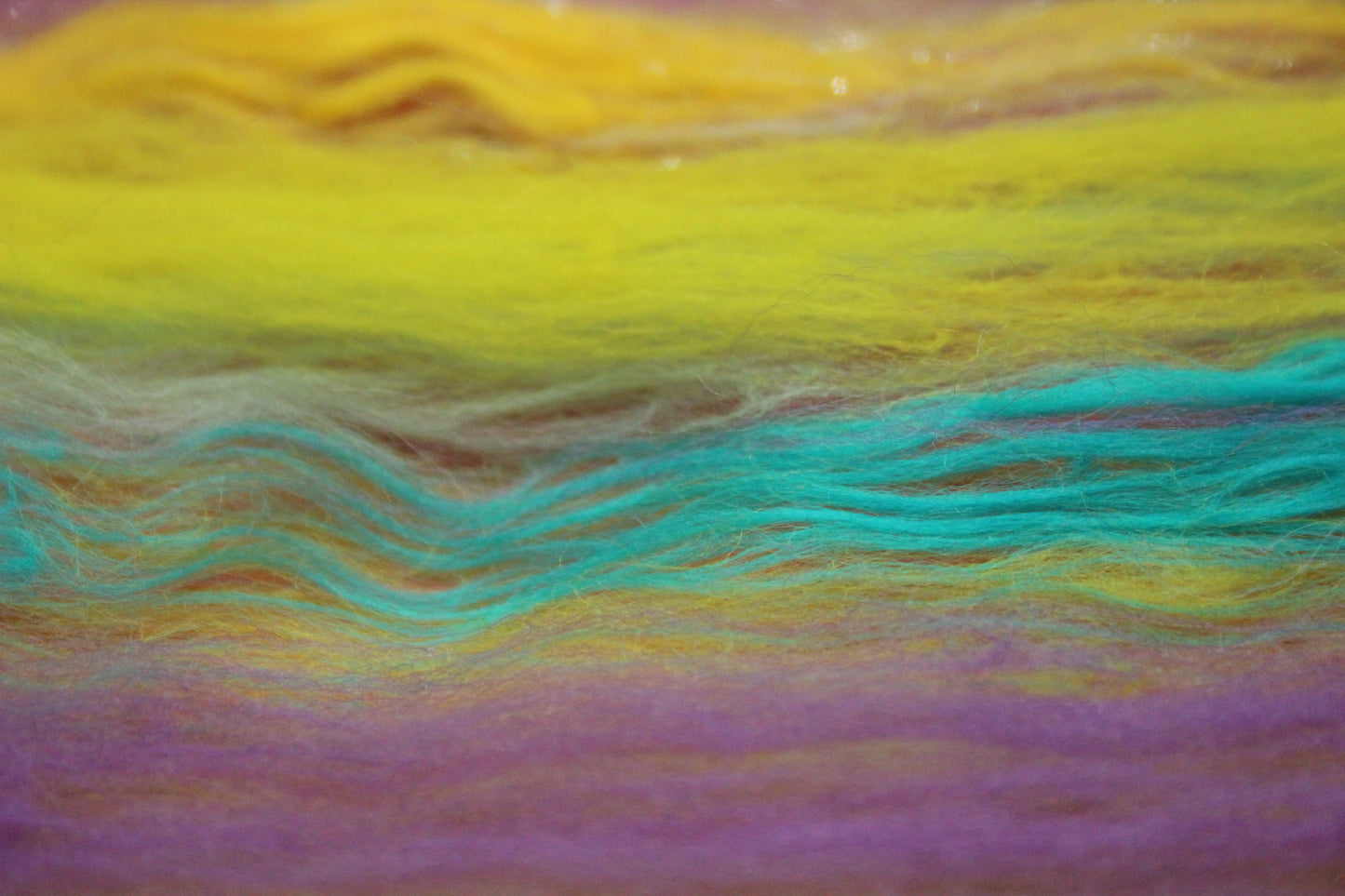 Merino Art Batt - Green Yellow Pink Orange Blue Purple - 56 grams 1.9 oz - Wool for felting, spinning and weaving