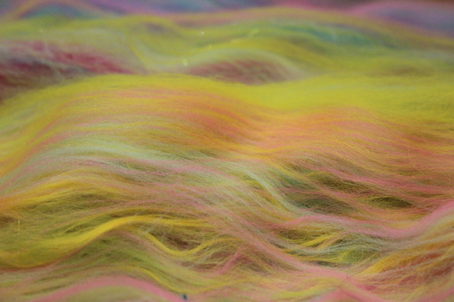 Merino Art Batt - Green Yellow Pink Orange Blue Purple - 56 grams 1.9 oz - Wool for felting, spinning and weaving