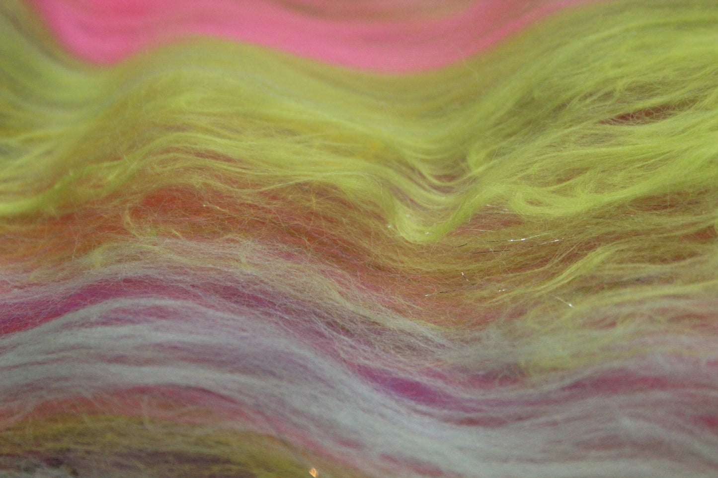 Merino Art Batt - Green Yellow Pink Orange Blue Purple - 56 grams 1.9 oz - Wool for felting, spinning and weaving