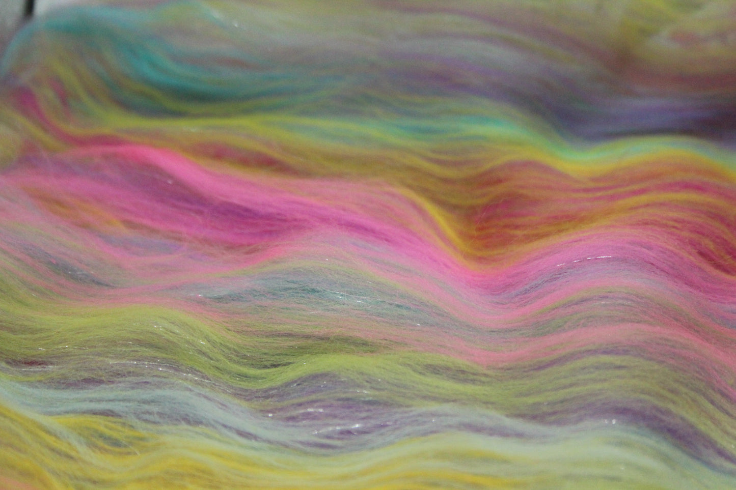 Merino Art Batt - Green Yellow Pink Orange Blue Purple - 56 grams 1.9 oz - Wool for felting, spinning and weaving