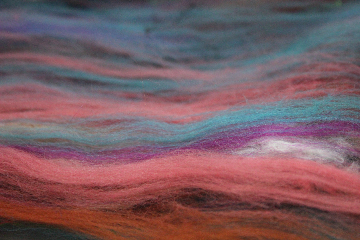 Merino Art Batt - Green Pink Brown Blue Purple - 48 grams 1.6 oz - Wool for felting, spinning and weaving
