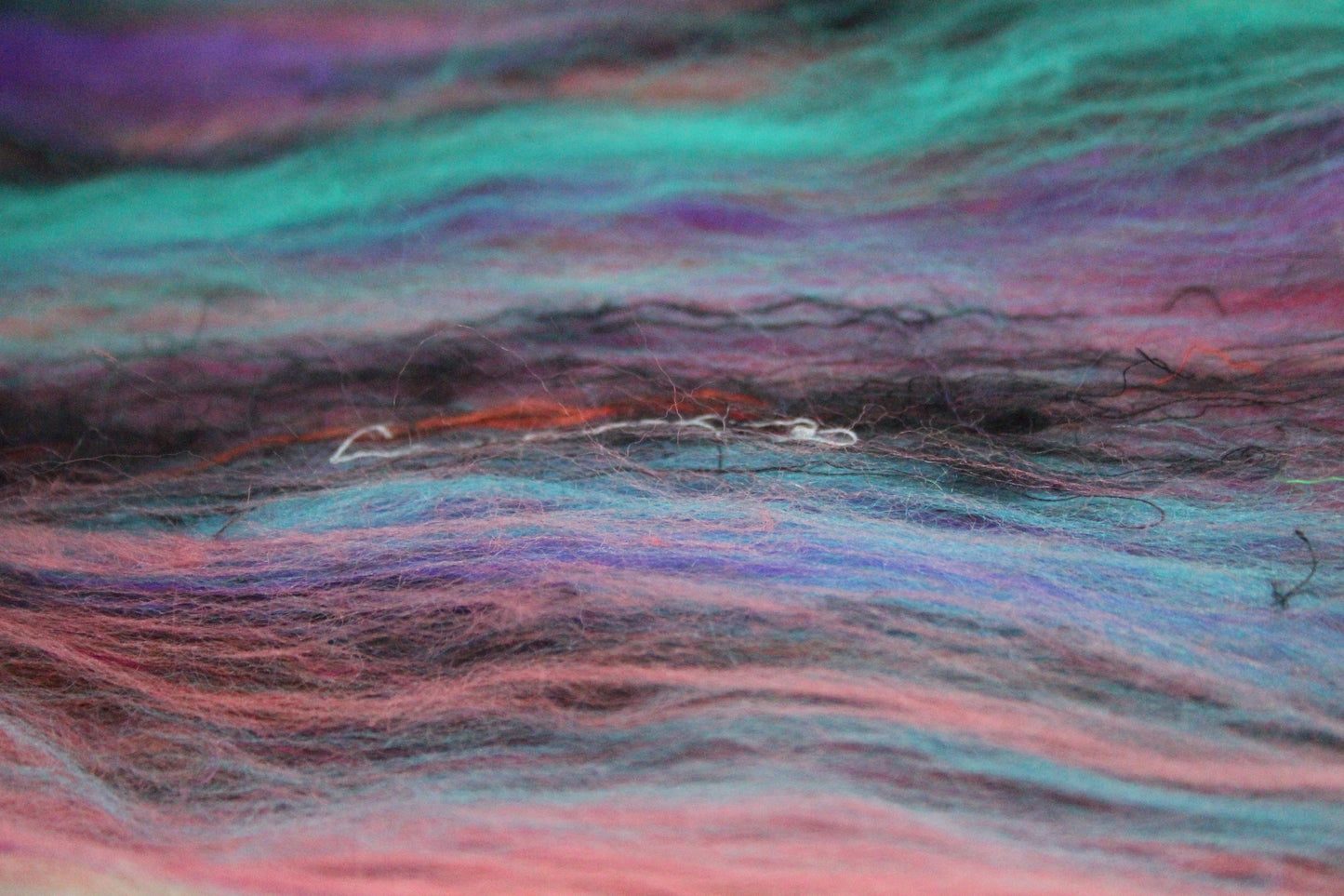 Merino Art Batt - Green Pink Brown Blue Purple - 48 grams 1.6 oz - Wool for felting, spinning and weaving