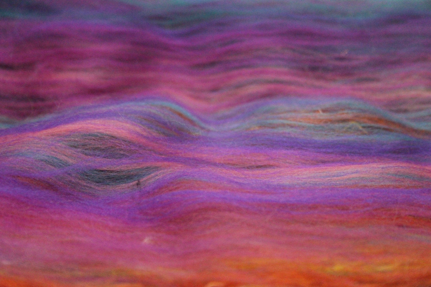 Merino Art Batt - Green Pink Brown Blue Purple - 48 grams 1.6 oz - Wool for felting, spinning and weaving