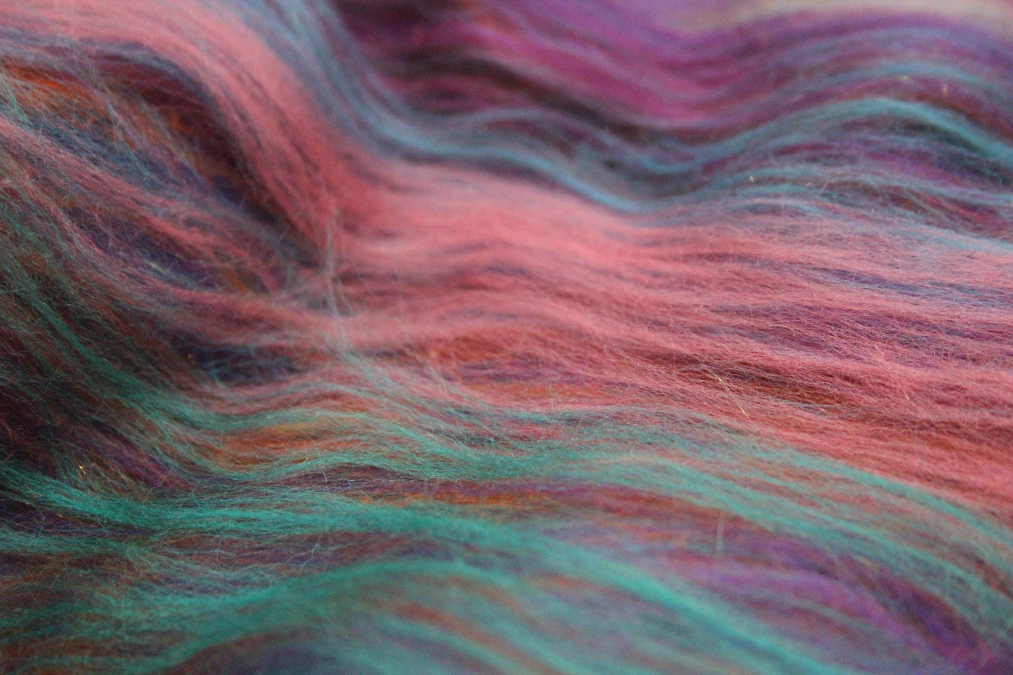 Merino Art Batt - Green Pink Brown Blue Purple - 48 grams 1.6 oz - Wool for felting, spinning and weaving