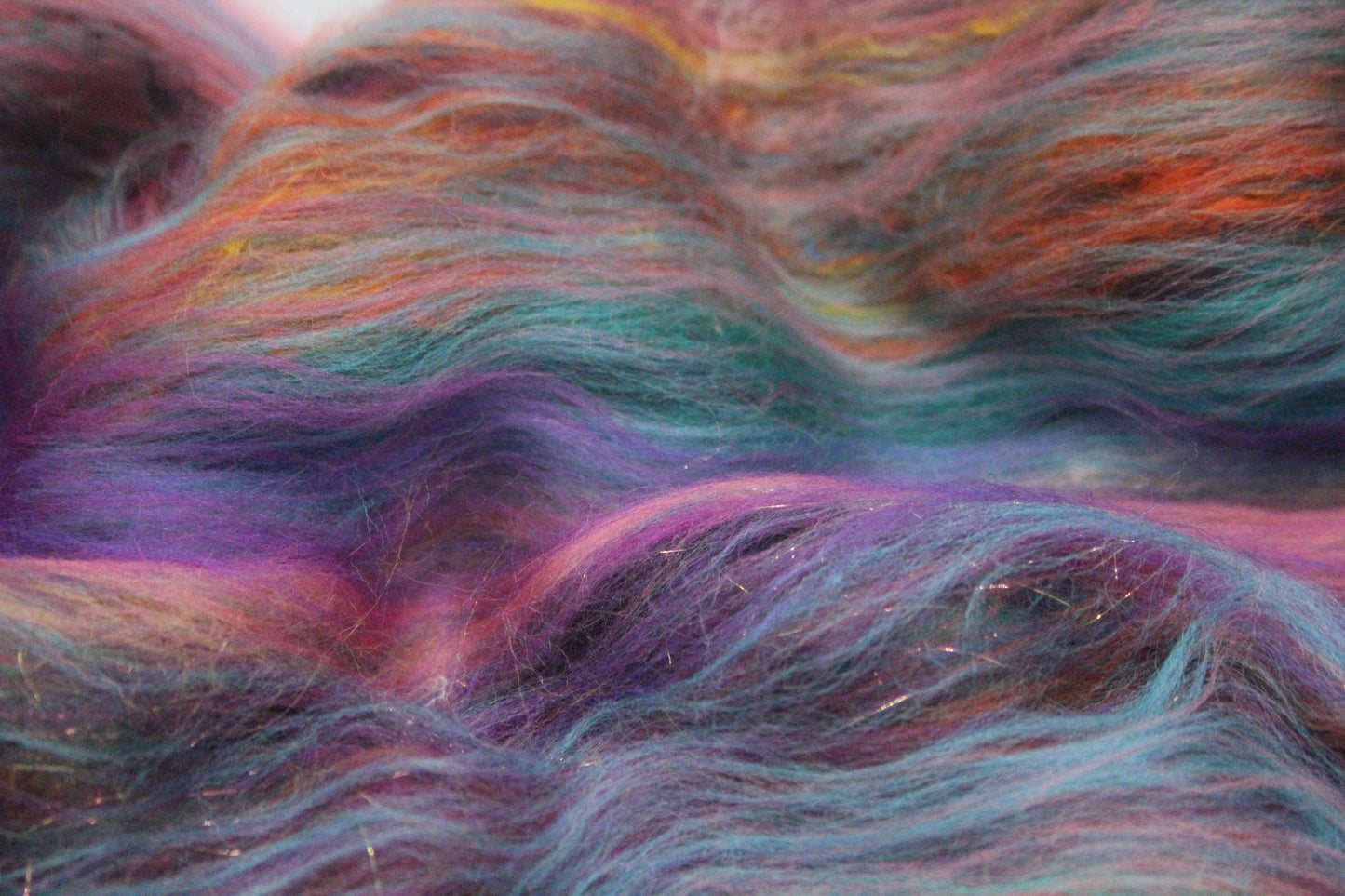 Merino Art Batt - Green Pink Brown Blue Purple - 48 grams 1.6 oz - Wool for felting, spinning and weaving