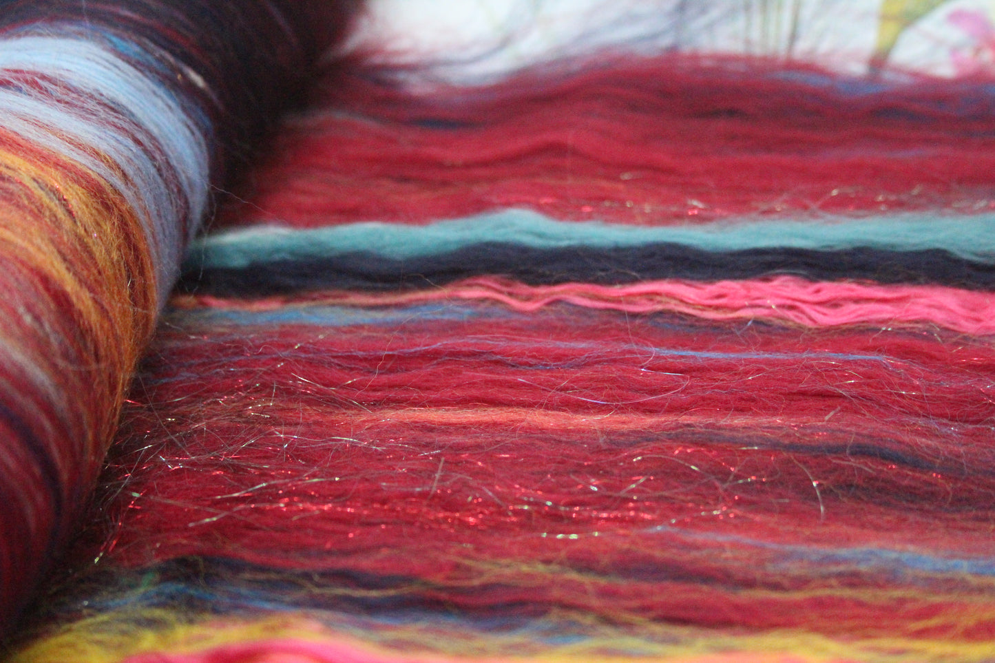 Merino Art Batt - Red - 101 grams 3.5 oz - Wool for felting, spinning and weaving