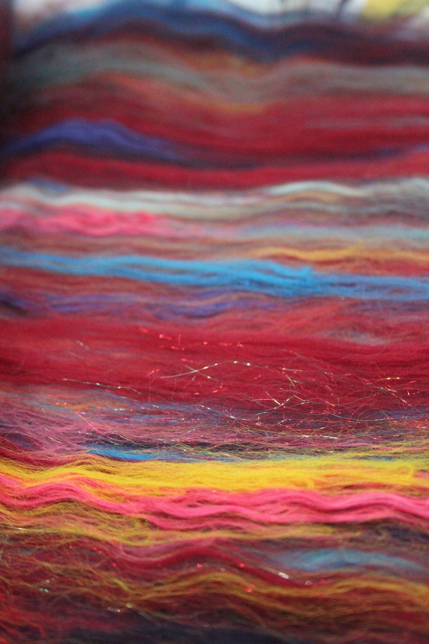 Merino Art Batt - Red - 101 grams 3.5 oz - Wool for felting, spinning and weaving