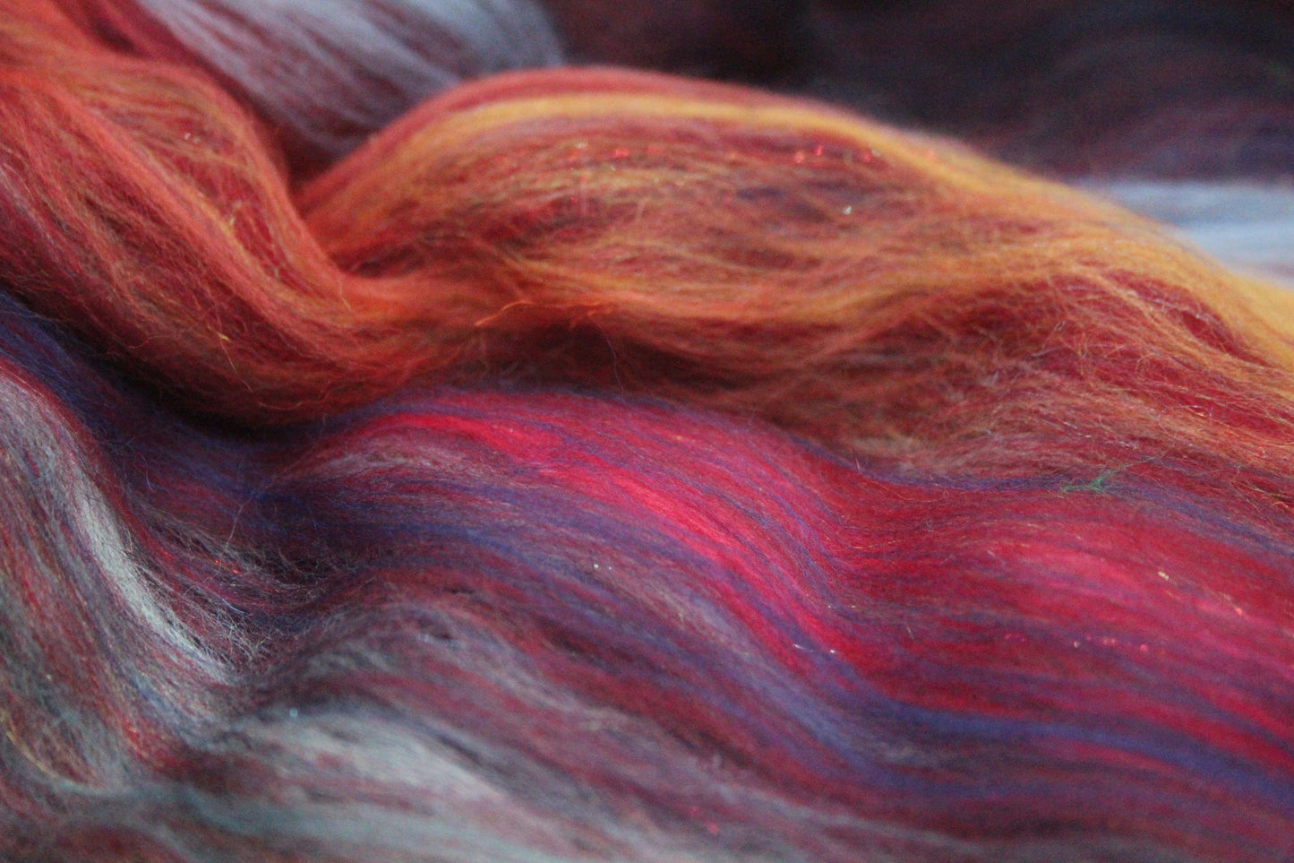 Merino Art Batt - Red - 101 grams 3.5 oz - Wool for felting, spinning and weaving