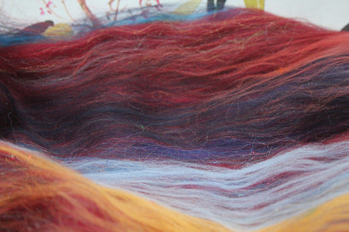 Merino Art Batt - Red - 101 grams 3.5 oz - Wool for felting, spinning and weaving