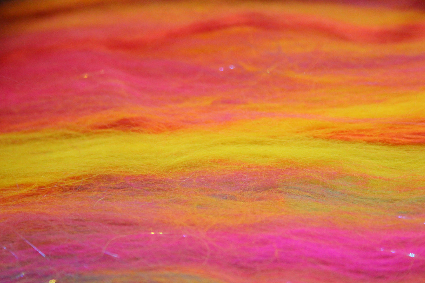 Merino Art Batt - Pink Yellow Purple Blue Orange - 85 grams 2.9 oz - Wool for felting, spinning and weaving