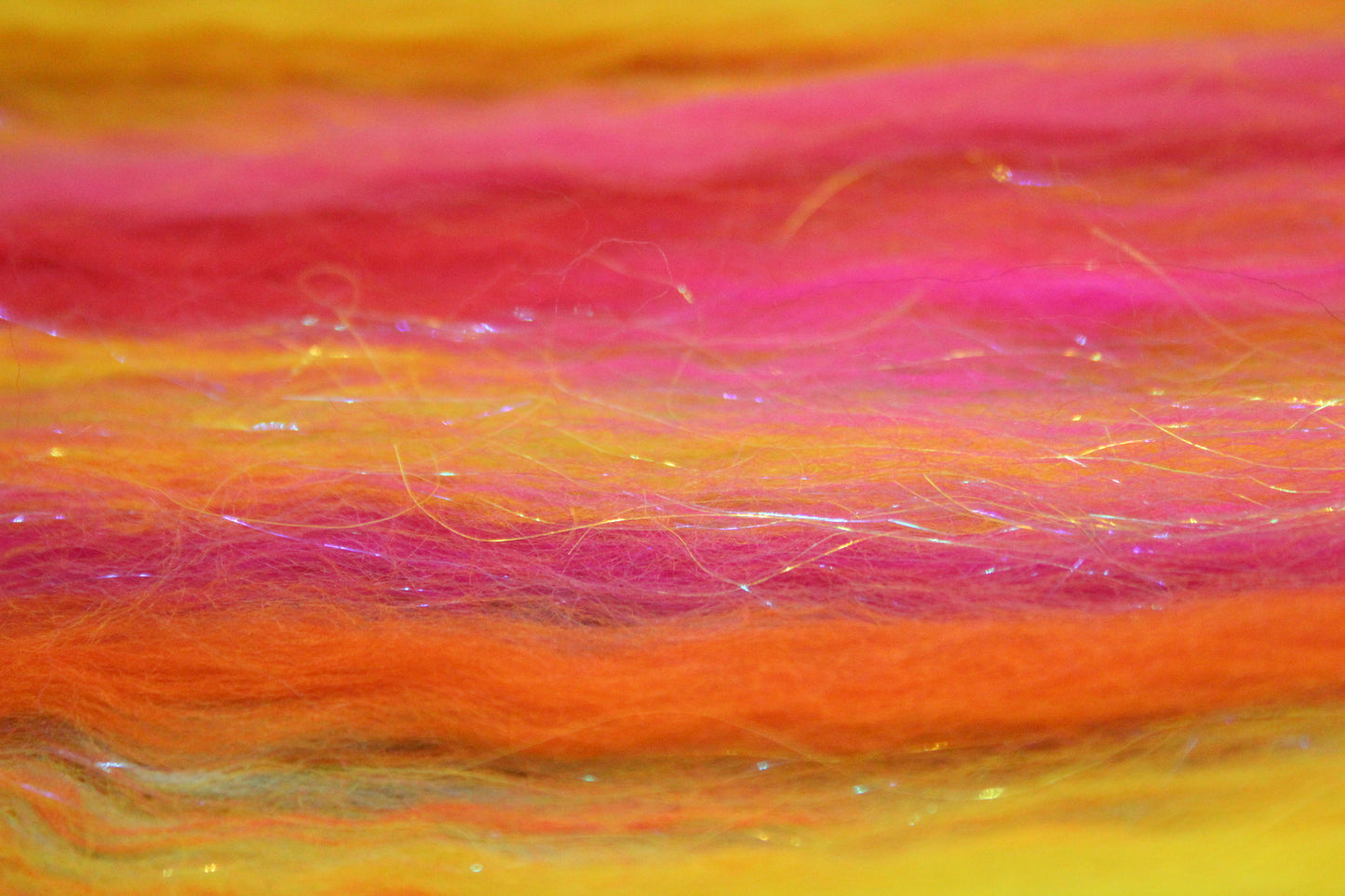 Merino Art Batt - Pink Yellow Purple Blue Orange - 85 grams 2.9 oz - Wool for felting, spinning and weaving