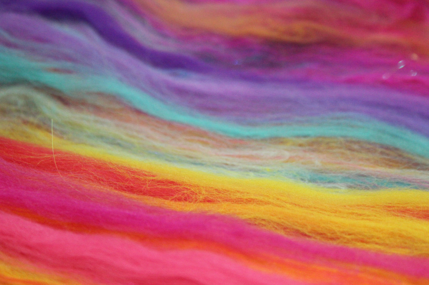 Merino Art Batt - Pink Yellow Purple Blue Orange - 85 grams 2.9 oz - Wool for felting, spinning and weaving