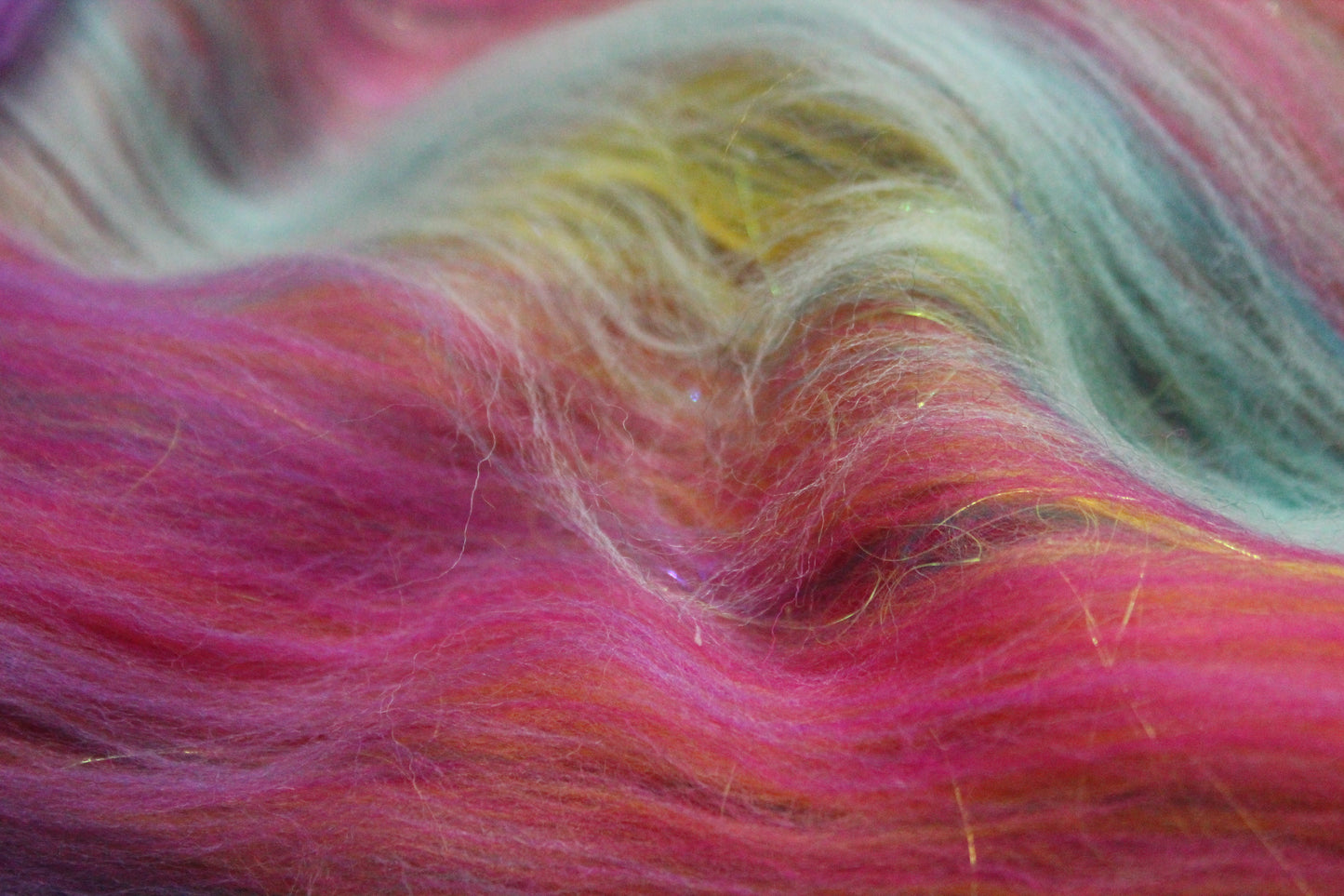 Merino Art Batt - Pink Yellow Purple Blue Orange - 85 grams 2.9 oz - Wool for felting, spinning and weaving