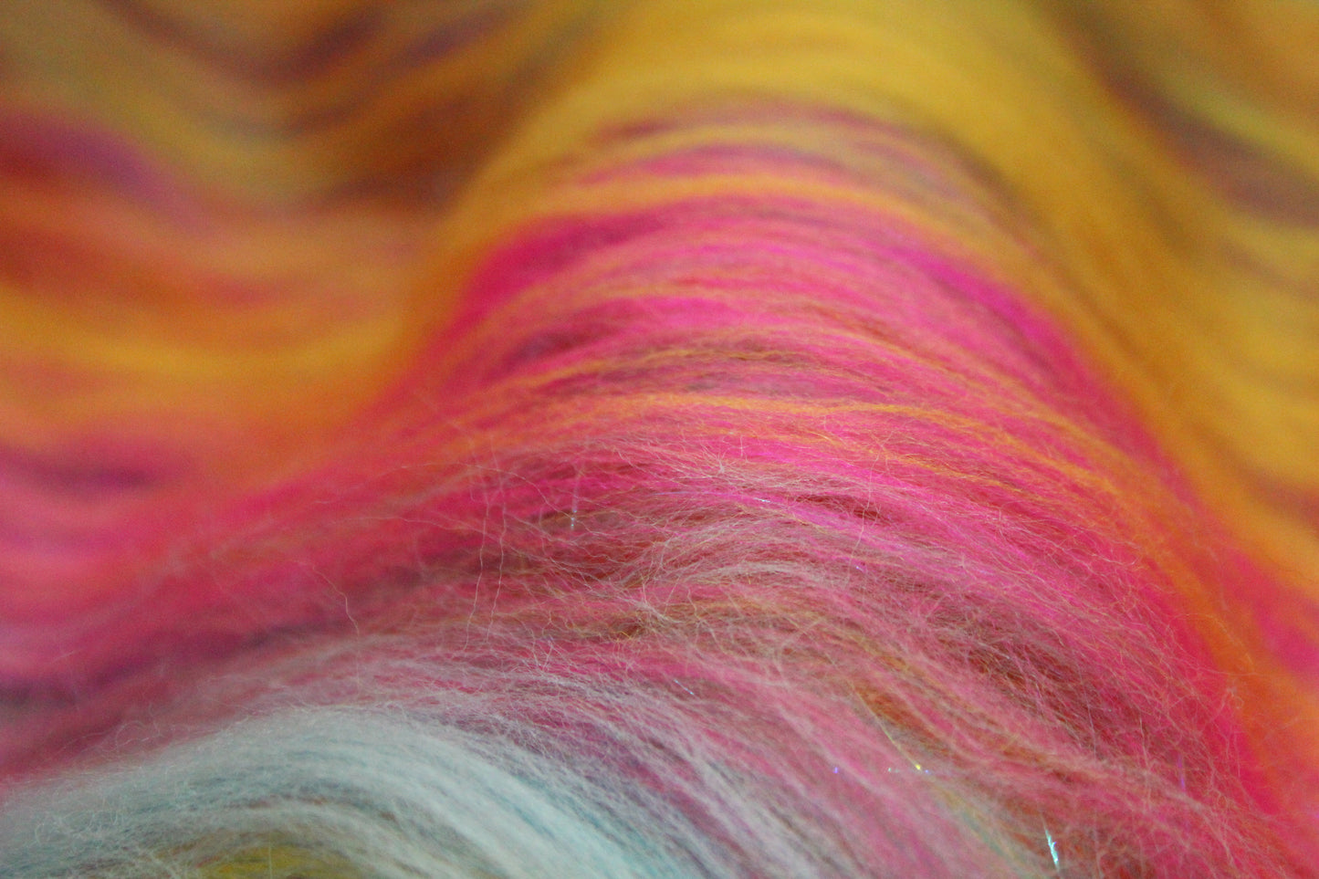 Merino Art Batt - Pink Yellow Purple Blue Orange - 85 grams 2.9 oz - Wool for felting, spinning and weaving