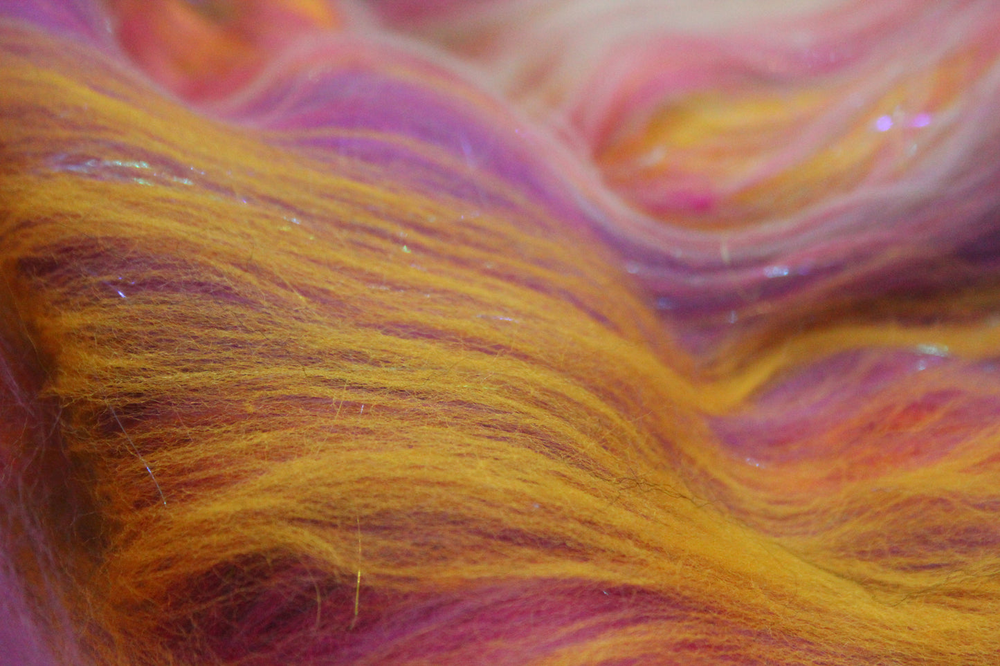 Merino Art Batt - Pink Yellow Purple Blue Orange - 85 grams 2.9 oz - Wool for felting, spinning and weaving