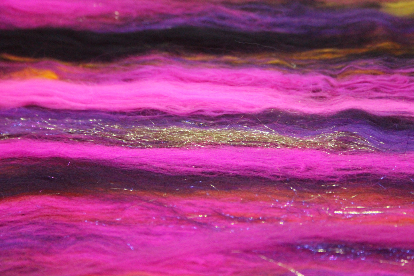 Merino Art Batt - Pink Yellow Purple Orange - 88 grams 3.1 oz - Wool for felting, spinning and weaving