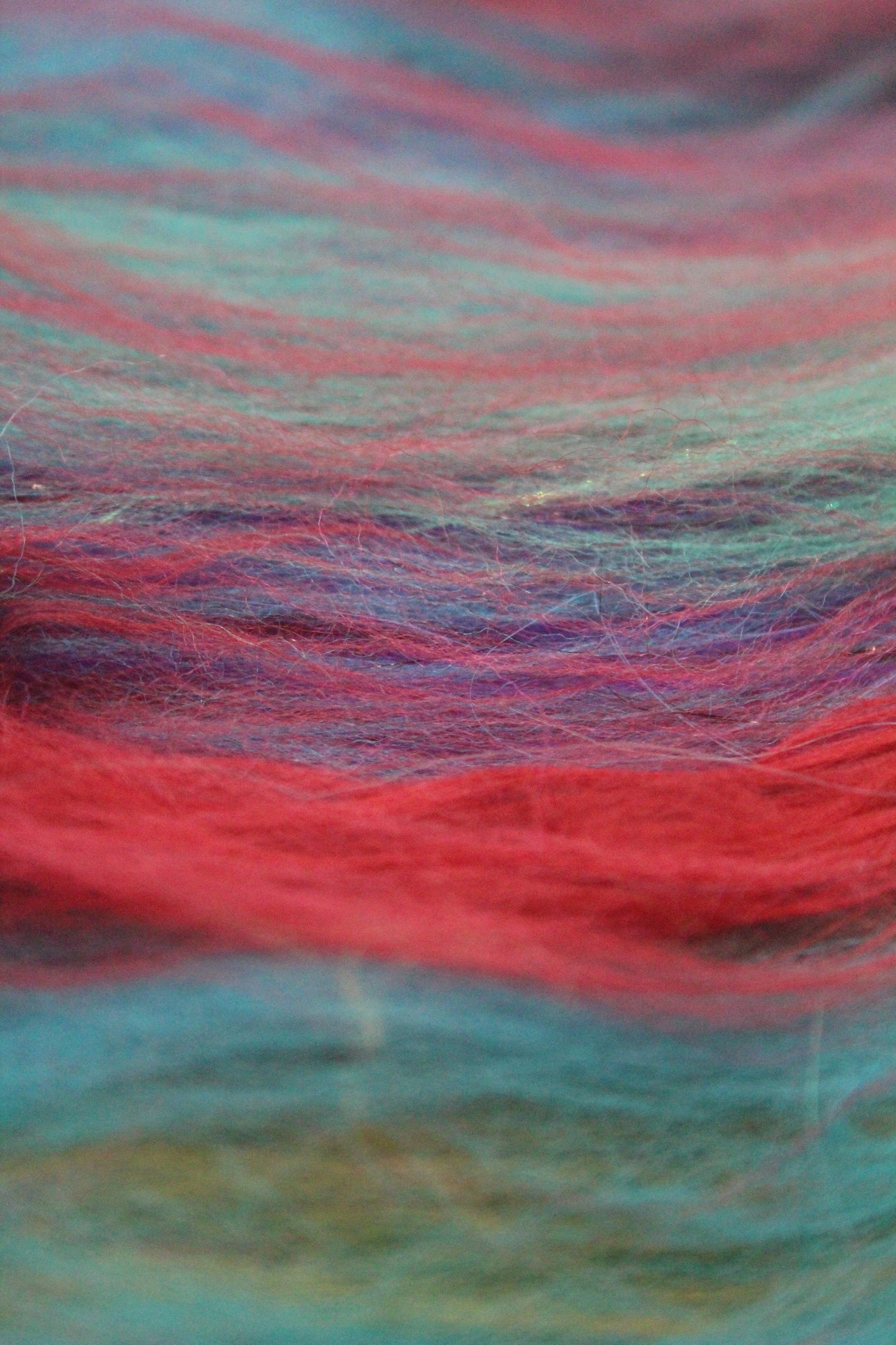 Merino Art Batt - Green Red Purple Blue - 87 grams 3 oz - Wool for felting, spinning and weaving