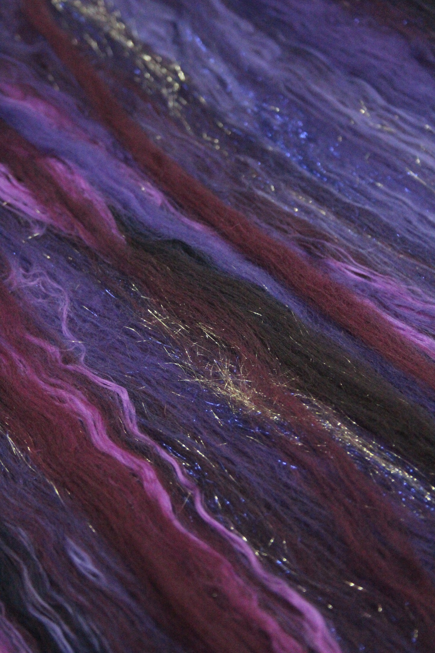 Merino Art Batt - Purple Brown Burgundy - 62 grams 2.1 oz - Wool for felting, spinning and weaving