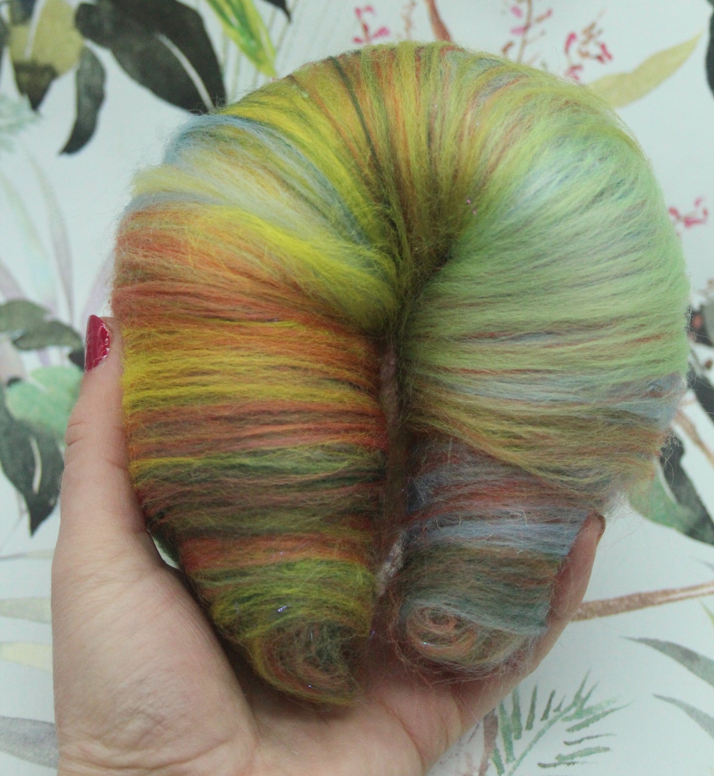 Merino Art Batt - Green Yellow - 43 grams 1.5 oz - Wool for felting, spinning and weaving