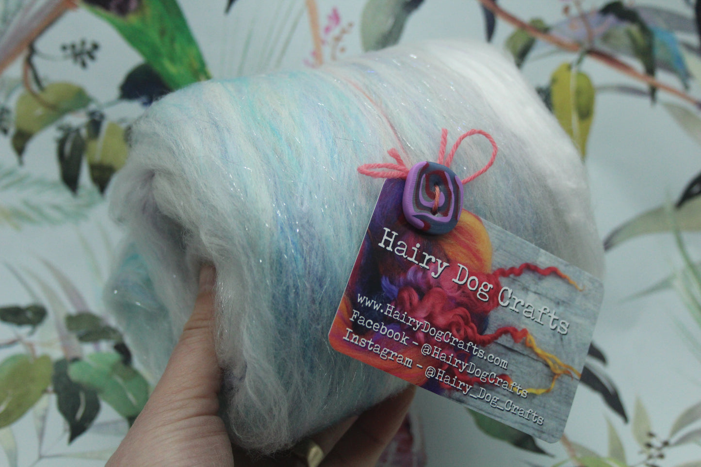 Merino Art Batt - White Blue Purple - 91 grams 3.2 oz - Wool for felting, spinning and weaving