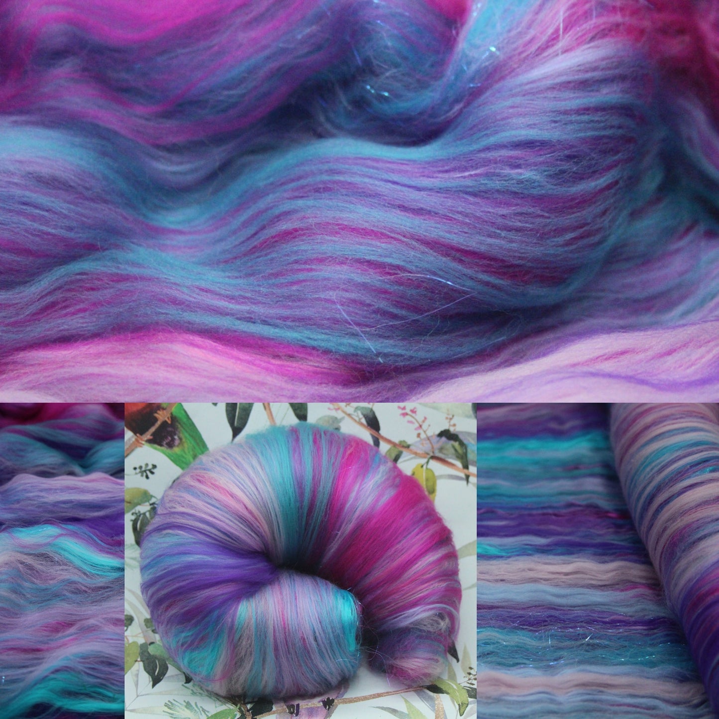 Supersoft Merino Art Batt - Purple Pink Blue - 138 grams 4.8 oz - Wool for felting, spinning and weaving