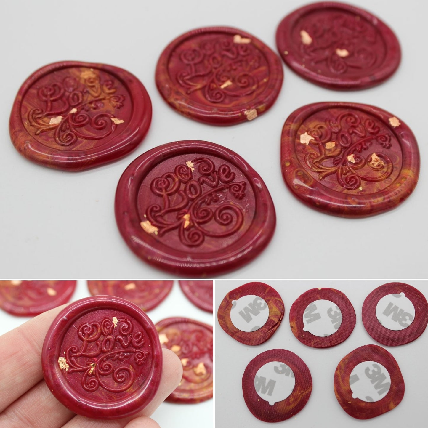 5 x 'Love' - Self Adhesive Seals