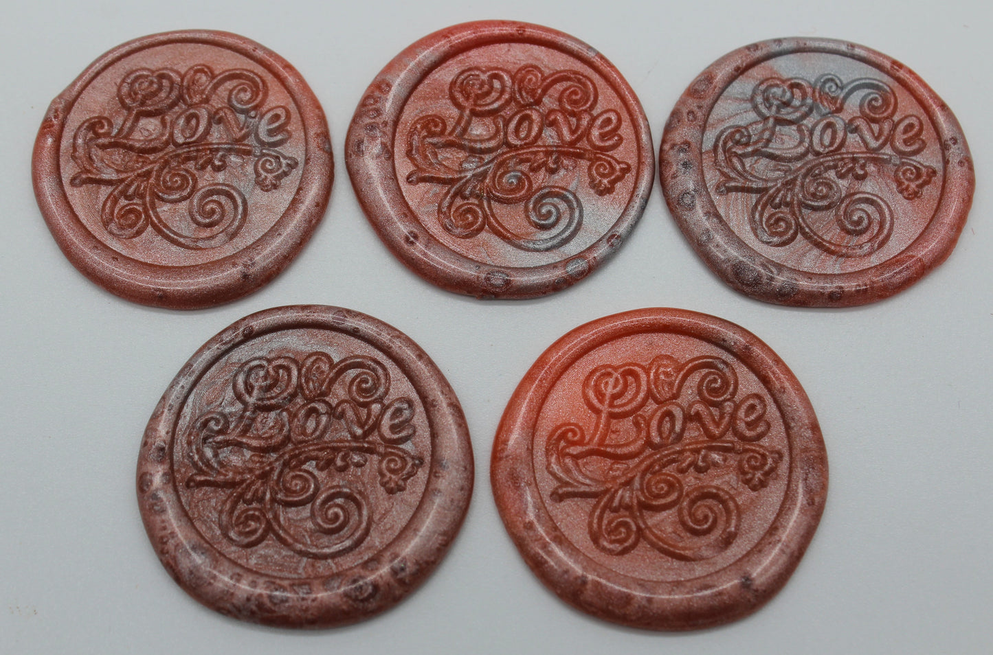 5 x 'Love' - Self Adhesive Seals