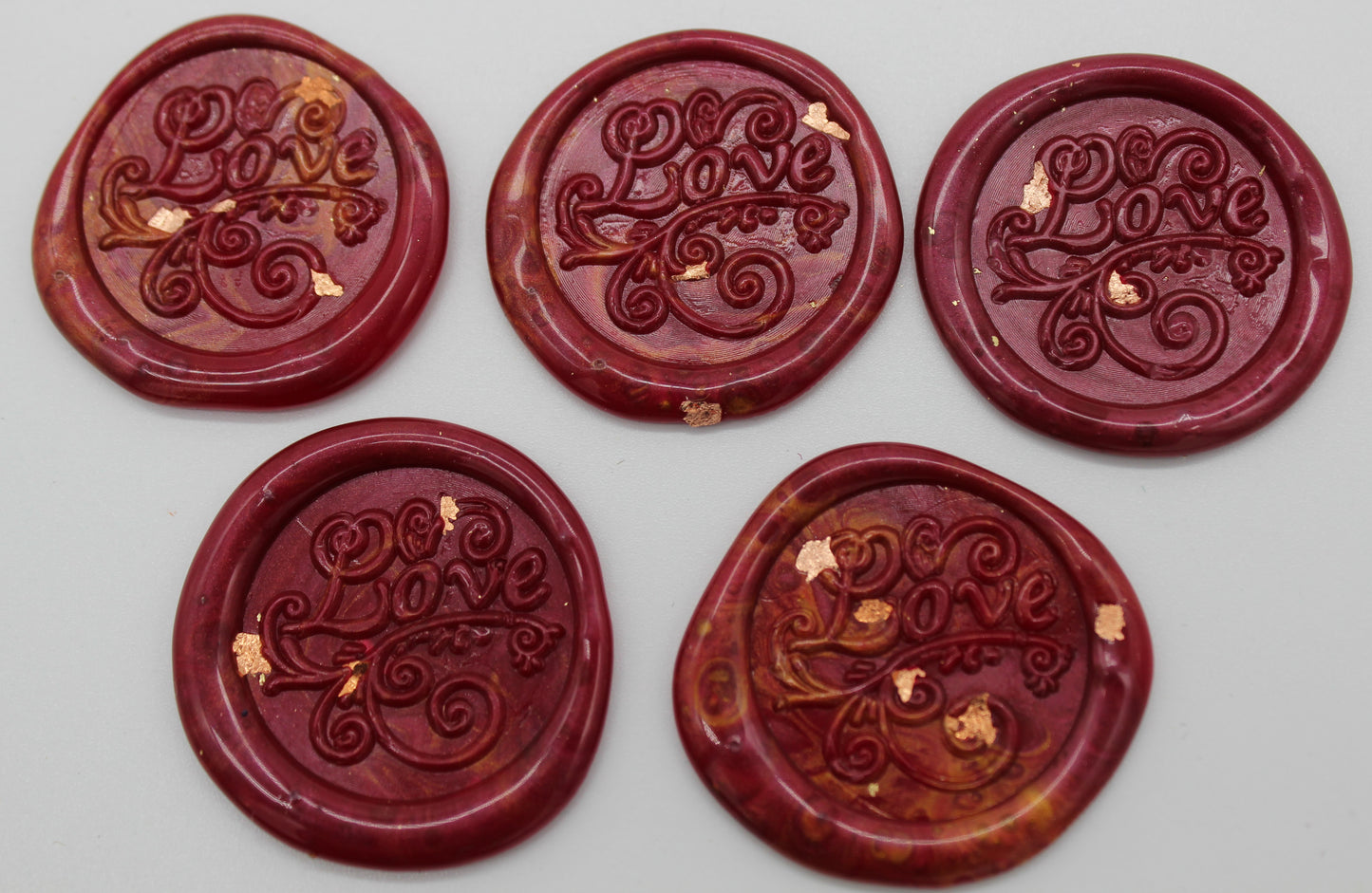 5 x 'Love' - Self Adhesive Seals