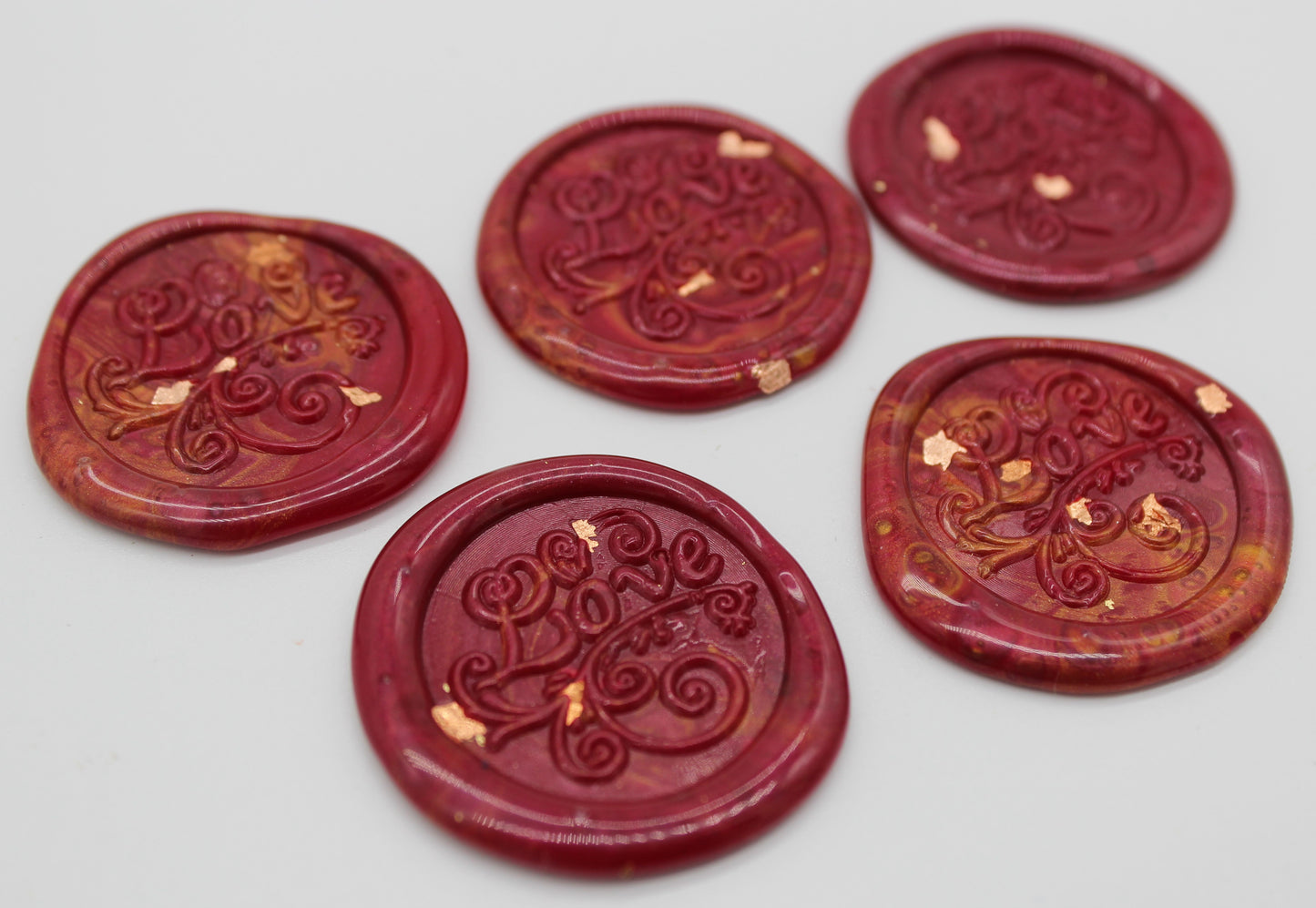 5 x 'Love' - Self Adhesive Seals